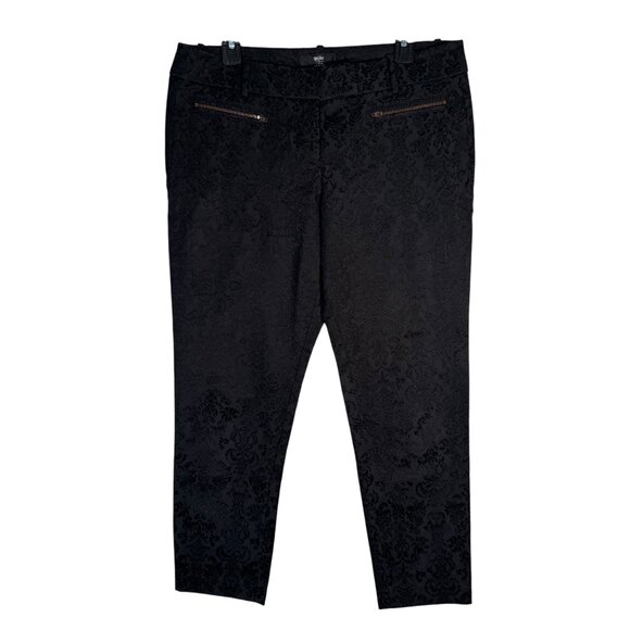 Mossimo Women's Black Brocade Skinny Dressy Pants Zippers Vampire Gothic Size 12 - Picture 1 of 6
